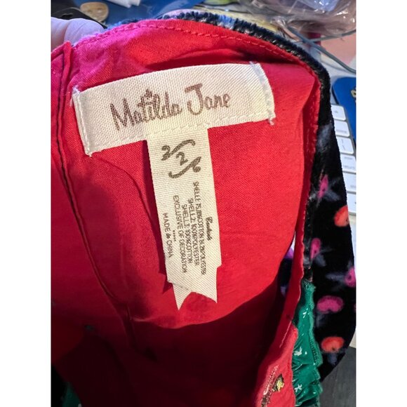 Matilda Jane CAROLING AWAY Top 2 Girls Sparkle Red Tulle Velour Make Believe 2 a - Picture 5 of 8